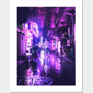 Cyberpunk street neon Posters and Art